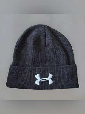 Under Armour Black Knit Cuffed Beanie with White Logo